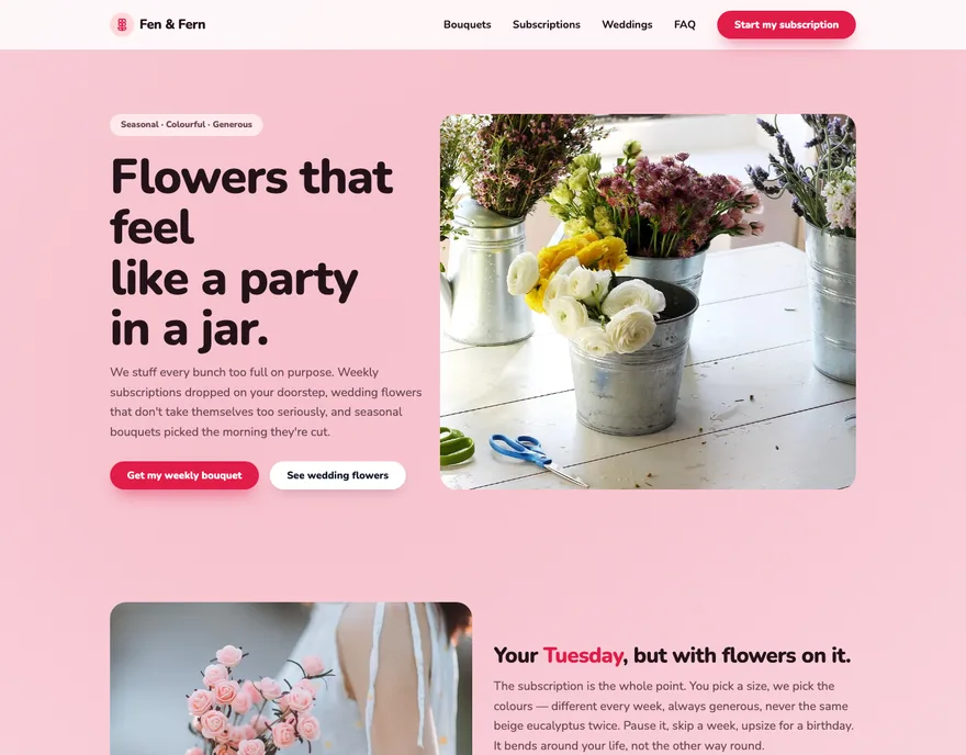 A landing page Landivo made for Fen & Fern