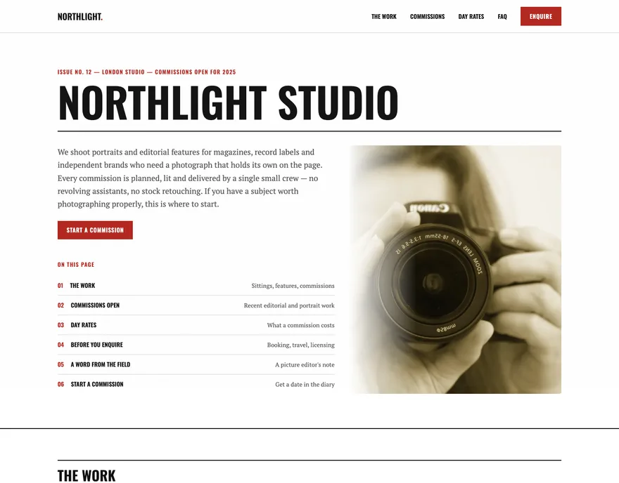 A landing page Landivo made for Northlight Studio